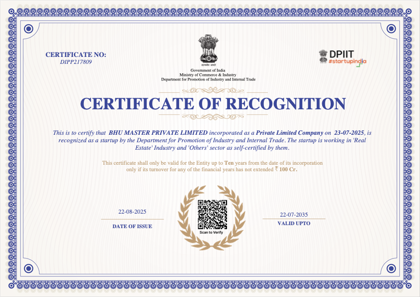 DPIIT Certificate Preview